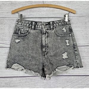 Zara Denim Distressed High Waisted Cut Off Shorts Grey Size 2